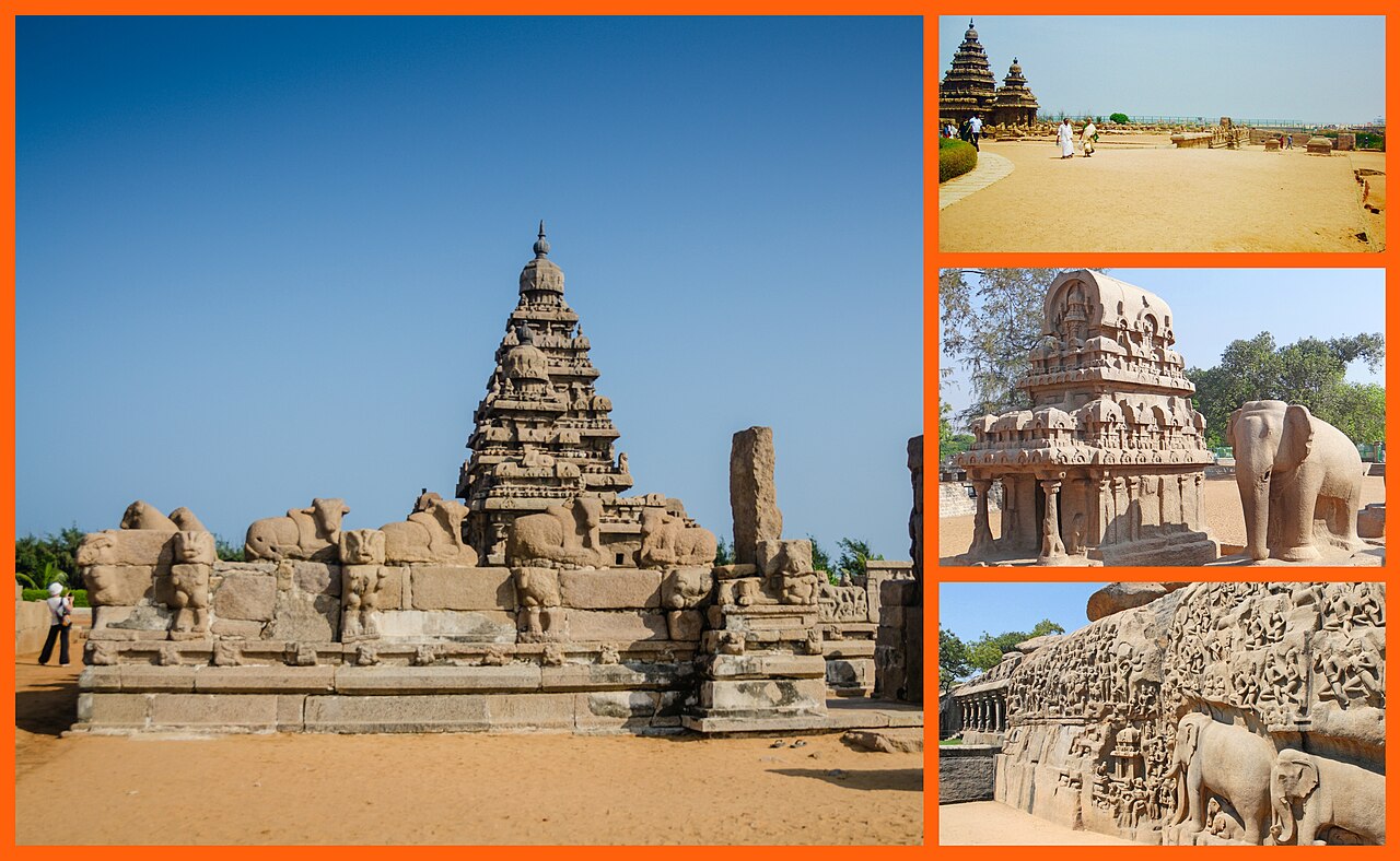 Shore Temple by the sea at Mamallapuram